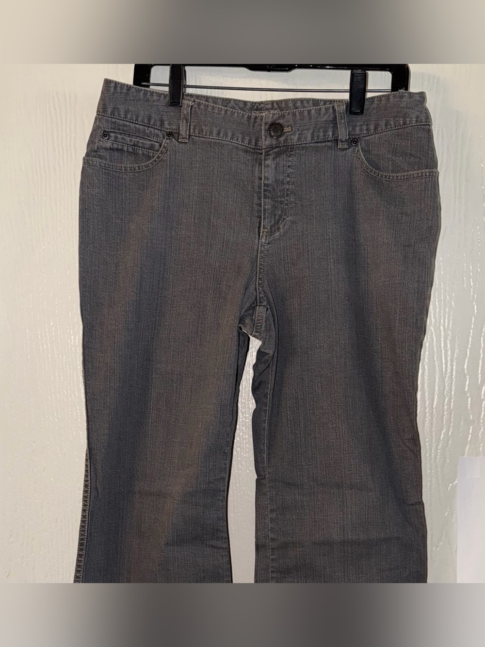 J.Jill Women’s Black Denim Jeans - Wide leg wide hems.